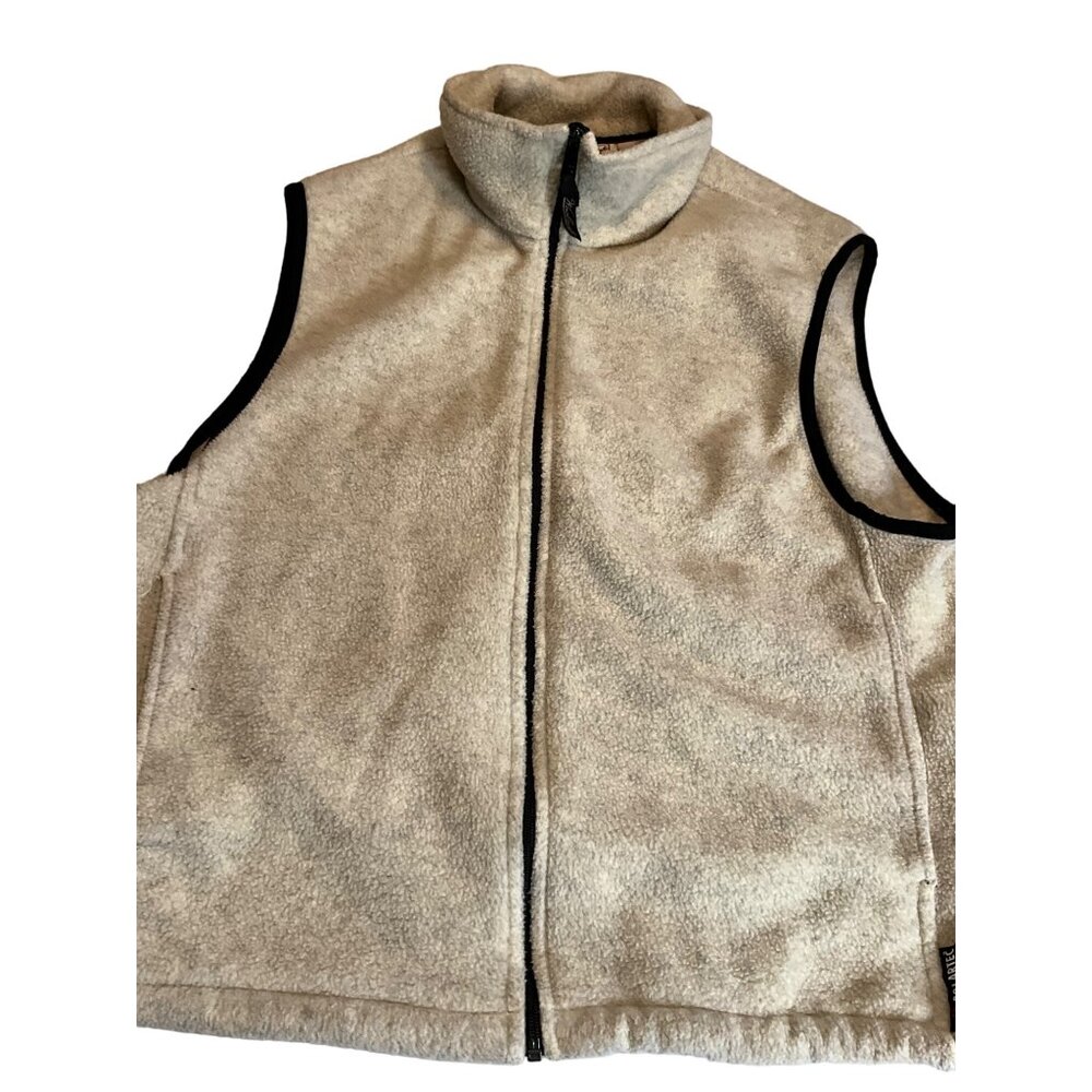 Woolrich Mens Outdoor Fleece Vest Size L Beige Full-Zip 100% Polyester